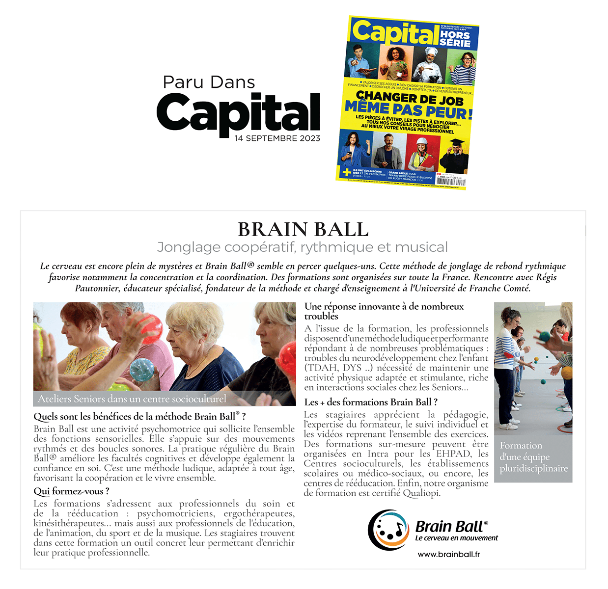 Magazine CAPITAL spécial Formation 2023 - BRAIN BALL - Extraits