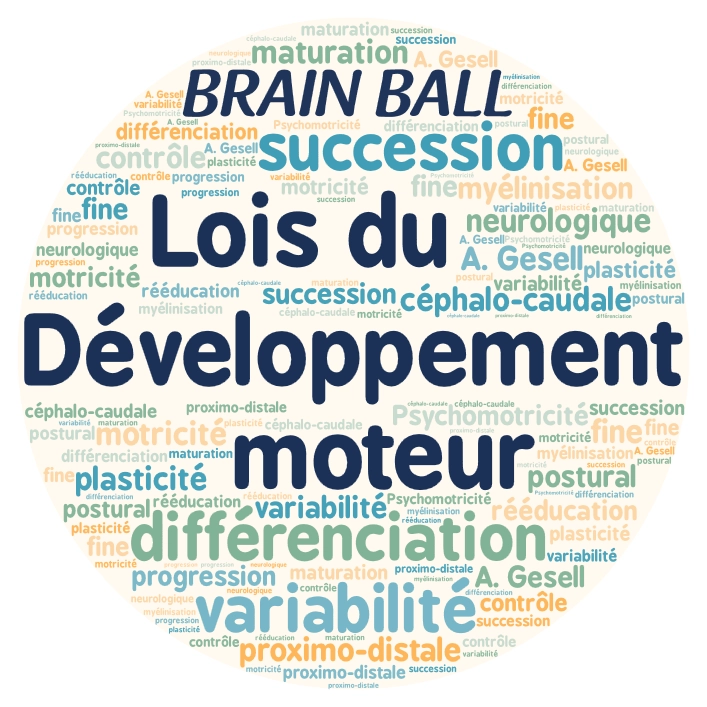Nuage de mots autour des 3 grandes lois du développement moteur