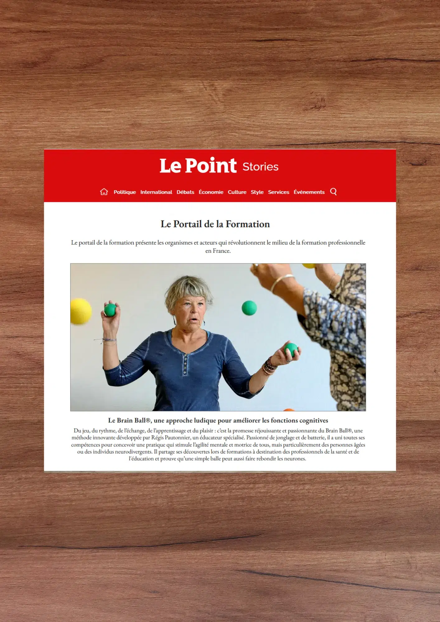 Brain Ball en une du magazine Le Point le 20 novembre 2024