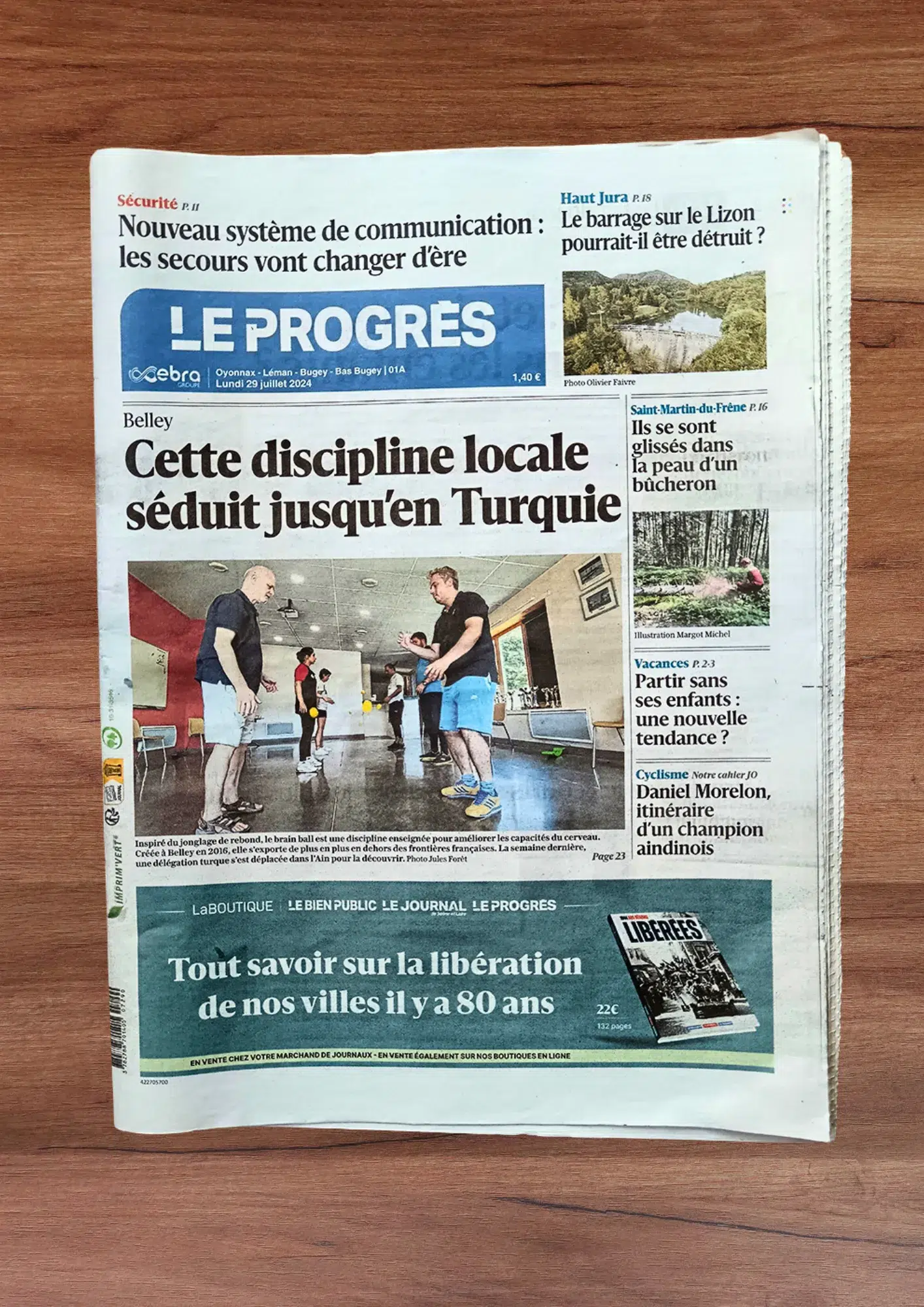 Brain Ball en une du magazine en une du Progrès en juillet 2024