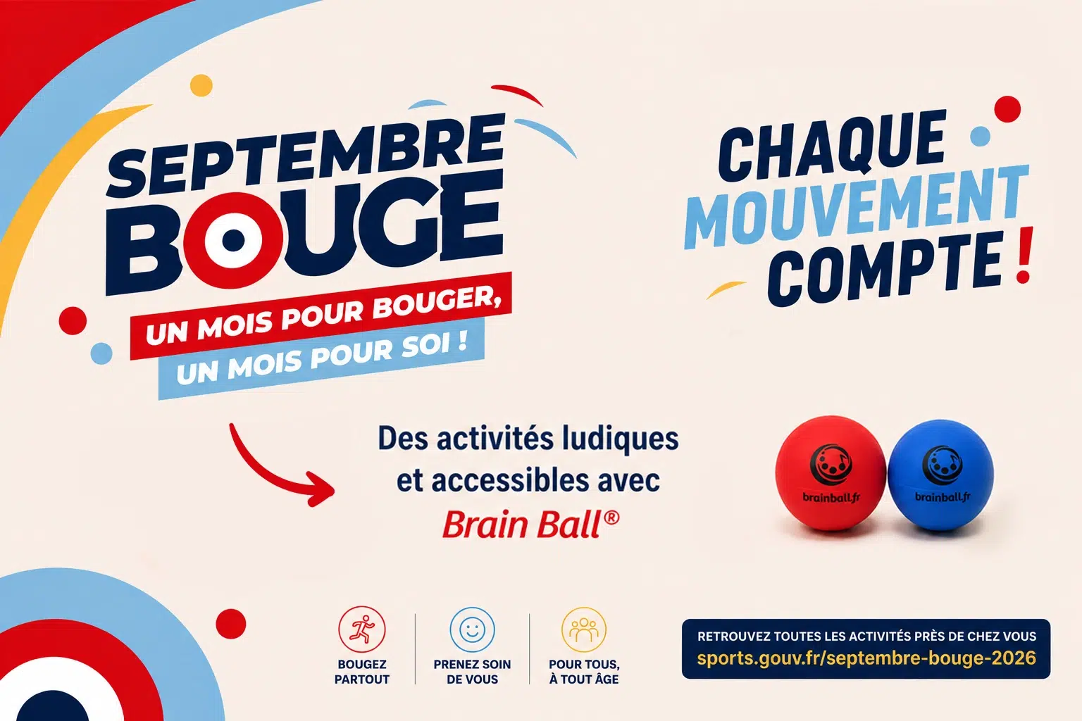 Visuel Septembre Bouge 2026 : activités ludiques et accessibles avec les balles Brain Ball®